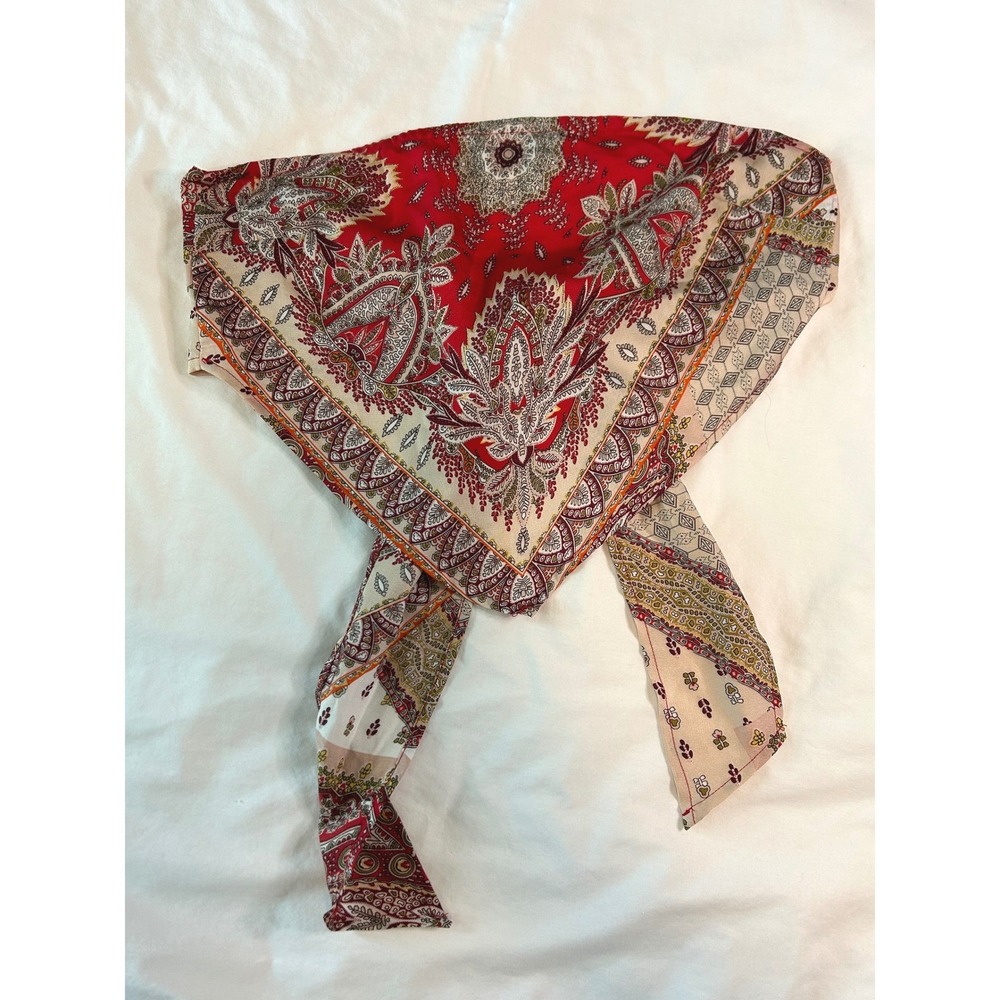 Cotton Candy LA Red Paisley Handkerchief Bandana Tie Top XS/S boho